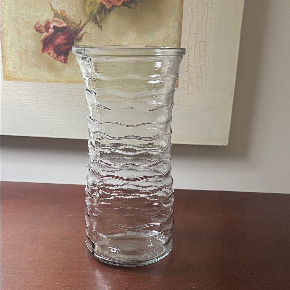 Ribbed Rose Glass Vase